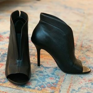 Peep-toe black, stiletto booties from Aldo